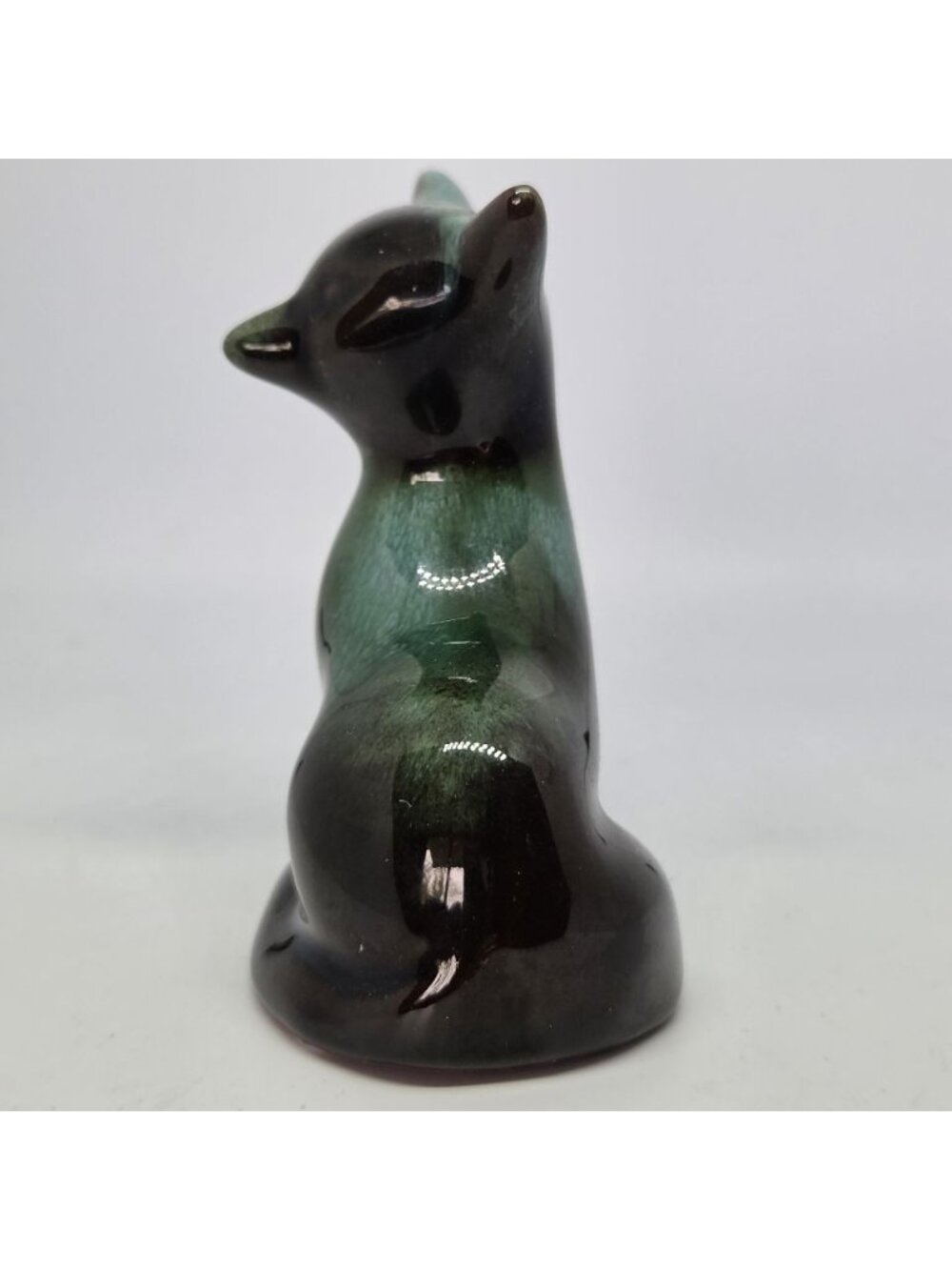 Blue Mountain Pottery 2.75" Fox Mid Century Figurine Art Retro Green Deip Glaze - Picture 7 of 13